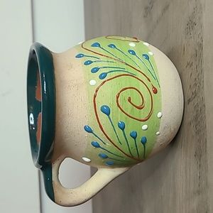 Mexican Clay Jarritos Stoneware Pottery Coffee Mugs Swirl
